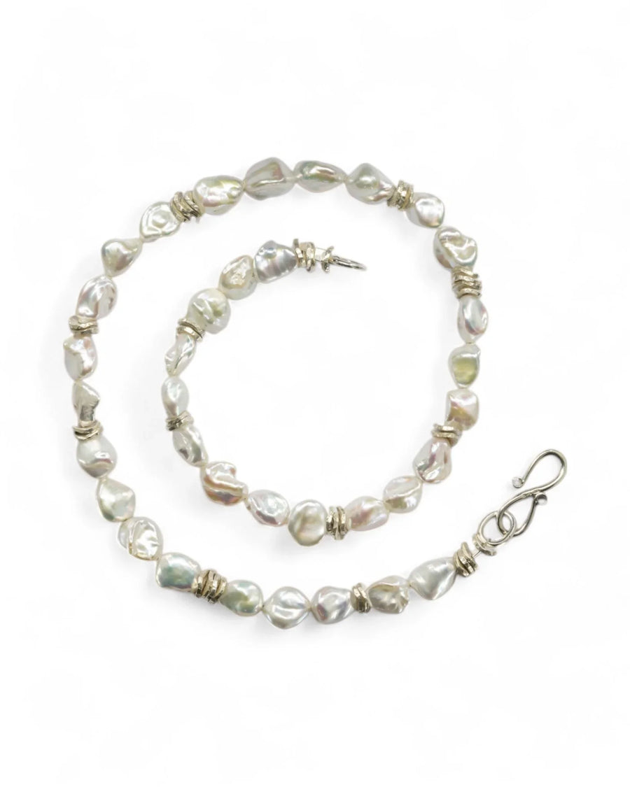 Keshi Pearl Silver Necklace (White) Necklace Pruden and Smith