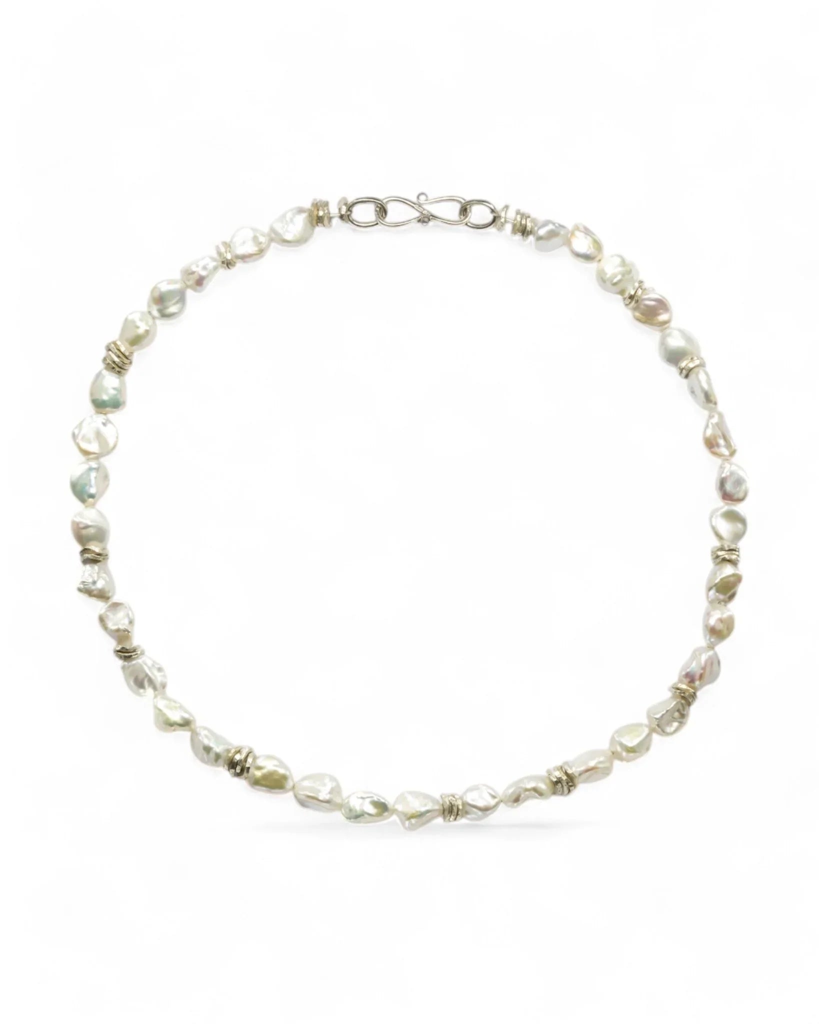 Keshi Pearl Silver Necklace (White) Necklace Pruden and Smith