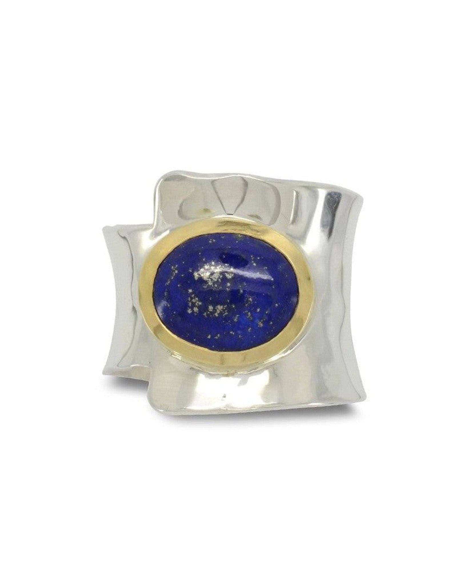 Lapis Lazuli 18ct Yellow Gold and Silver Cuff Ring Ring Pruden and Smith