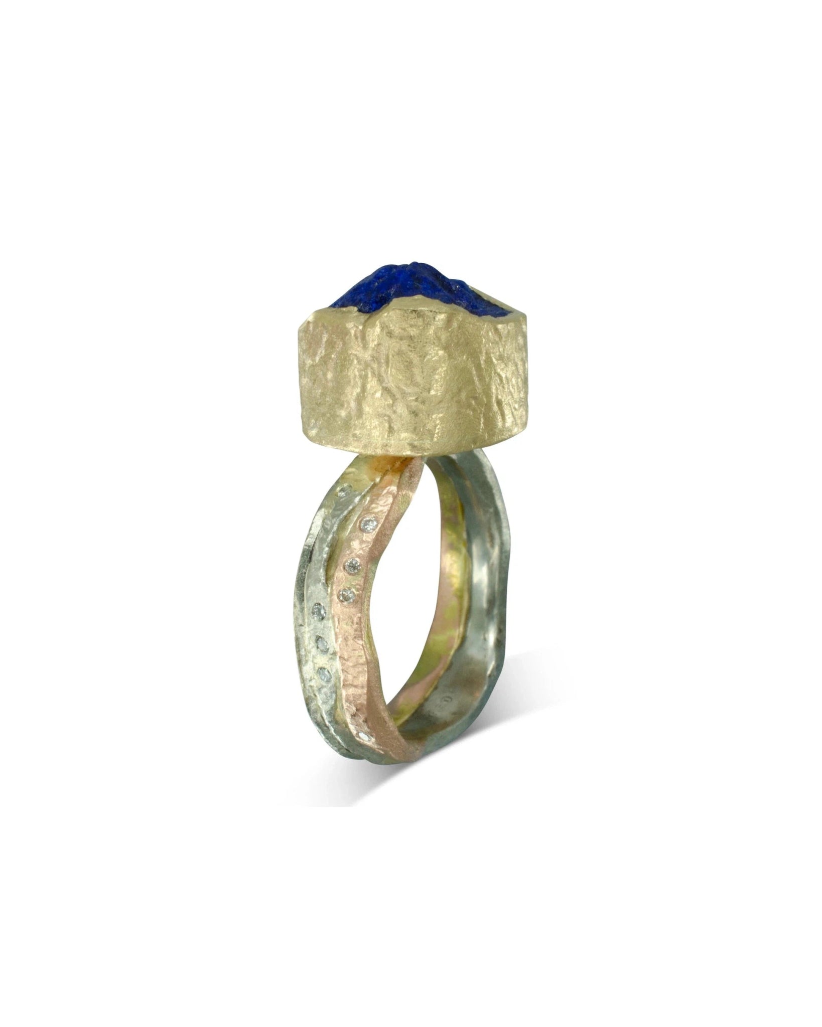 Lapis Lazuli Chunk Mixed Metal Dress Ring Ring Pruden and Smith