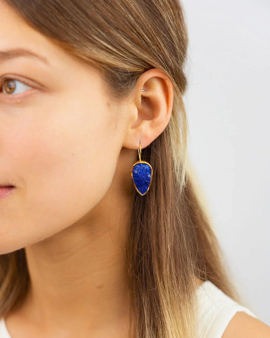 Lapis Lazuli Drop Earrings (25mm) Earrings Pruden and Smith