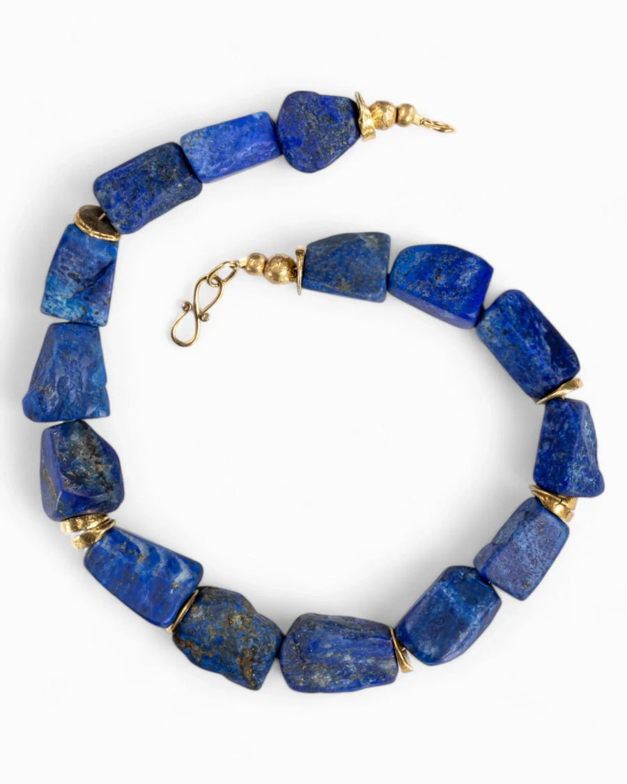 Lapis Lazuli Gold Nugget Necklace Necklace Pruden and Smith