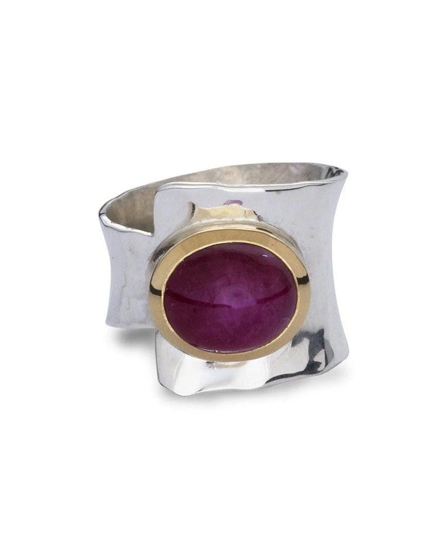 Ruby Gold and Silver Cuff Ring Pruden and Smith