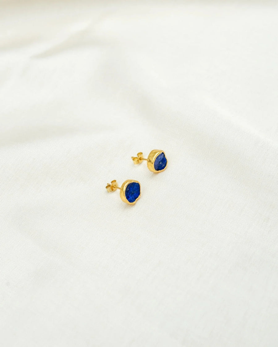 Lapis Lazuli Round Stud Earrings (8mm) Earrings Pruden and Smith