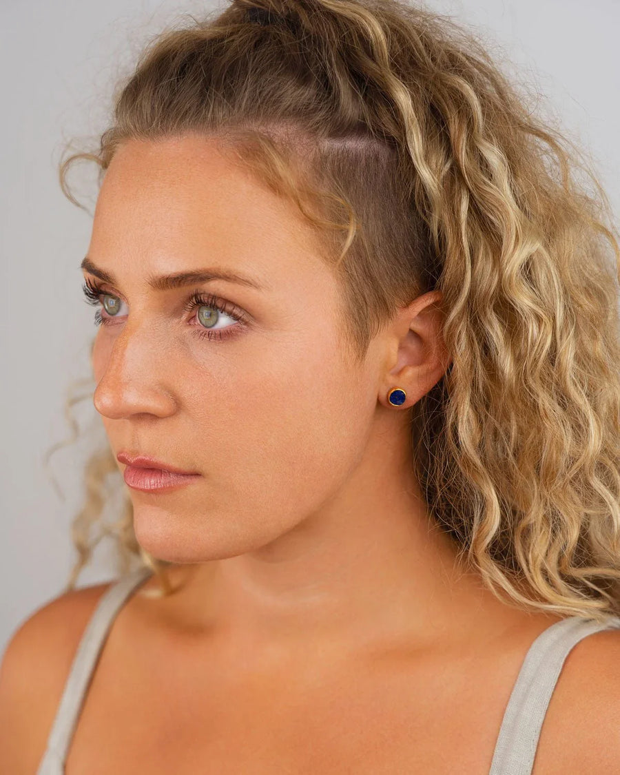 Lapis Lazuli Round Stud Earrings (8mm) Earrings Pruden and Smith