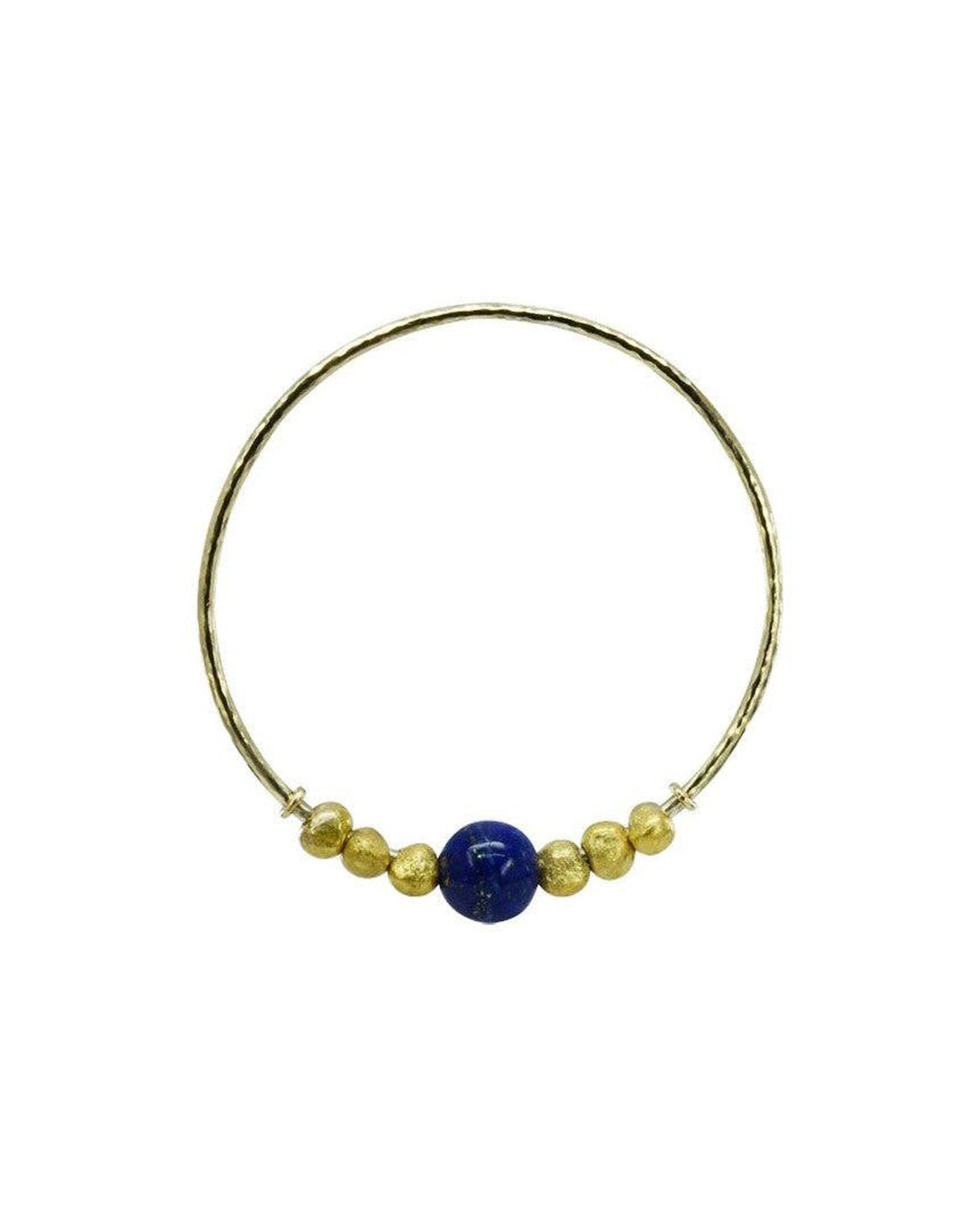 Lapis Lazuli Yellow Gold and Nugget Bangle Bangle Pruden and Smith Large (68mmID)