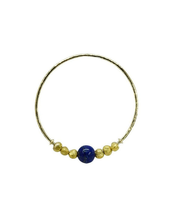 Lapis Lazuli Yellow Gold and Nugget Bangle Bangle Pruden and Smith Large (68mmID)