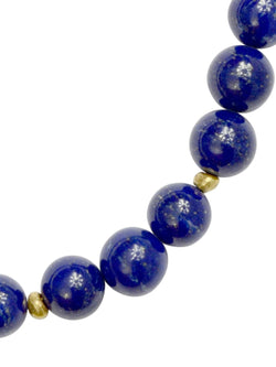 Round Lapis Lazuli and Solid 9ct Gold Nugget Necklace Necklace Pruden and Smith   