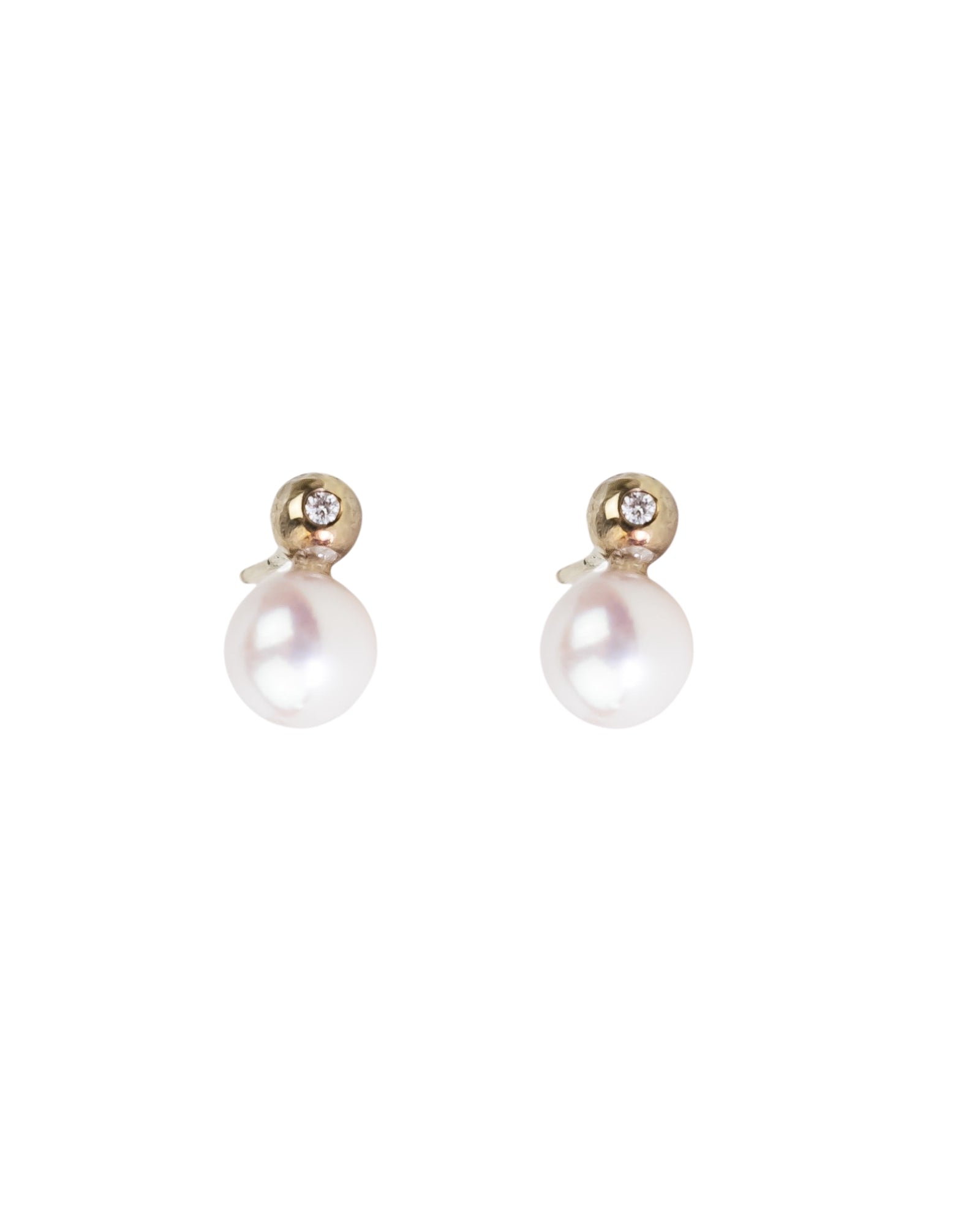 Large Akoya Pearl and Diamond Stud Earrings Earrings Pruden and Smith 9ct White Gold