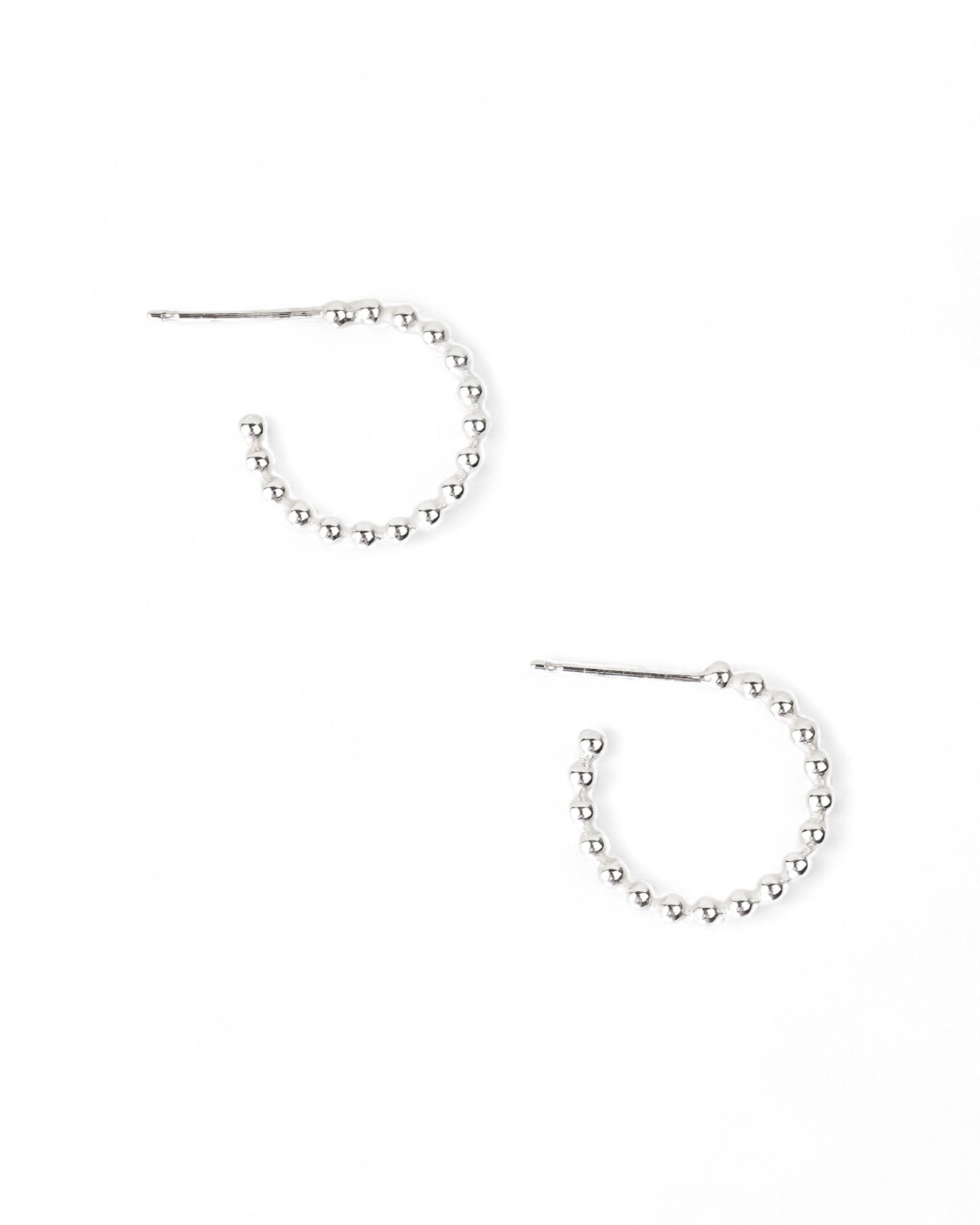 Large Silver Nugget Hoop Earrings 3mm Bead Earrings Pruden and Smith