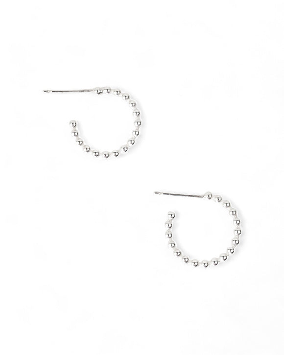 Large Silver Nugget Hoop Earrings 3mm Bead Earrings Pruden and Smith