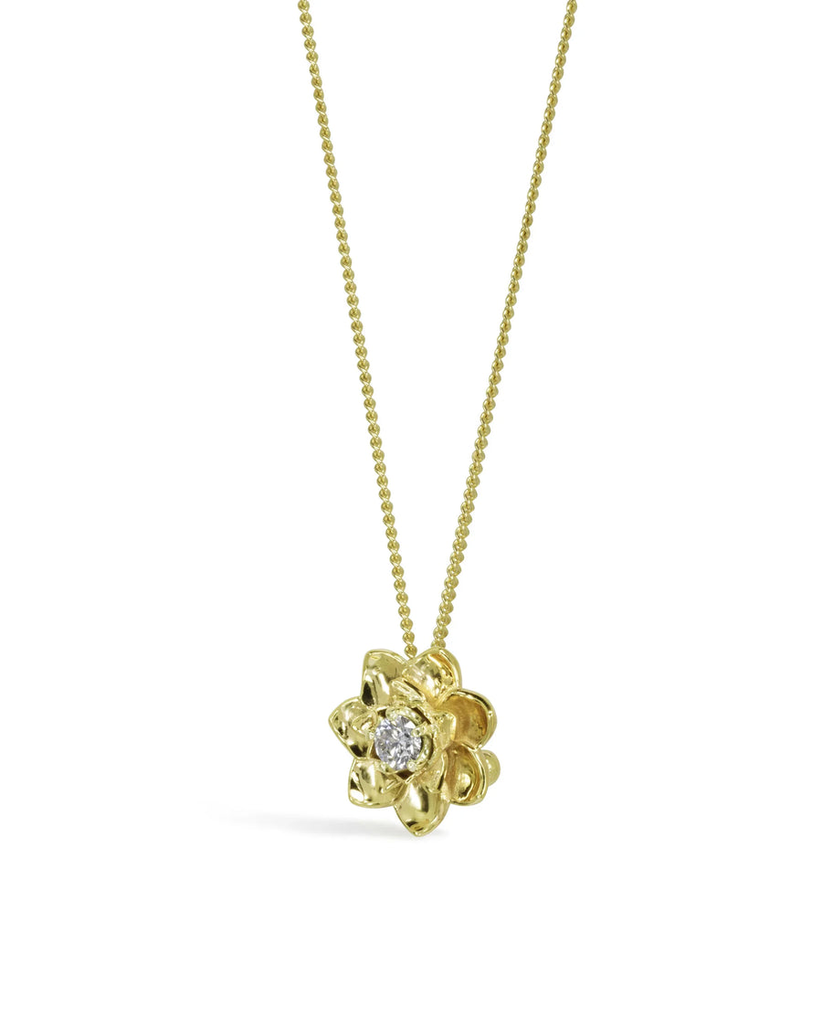 Lotus Flower 9ct Gold and Diamond Pendant Pruden and Smith