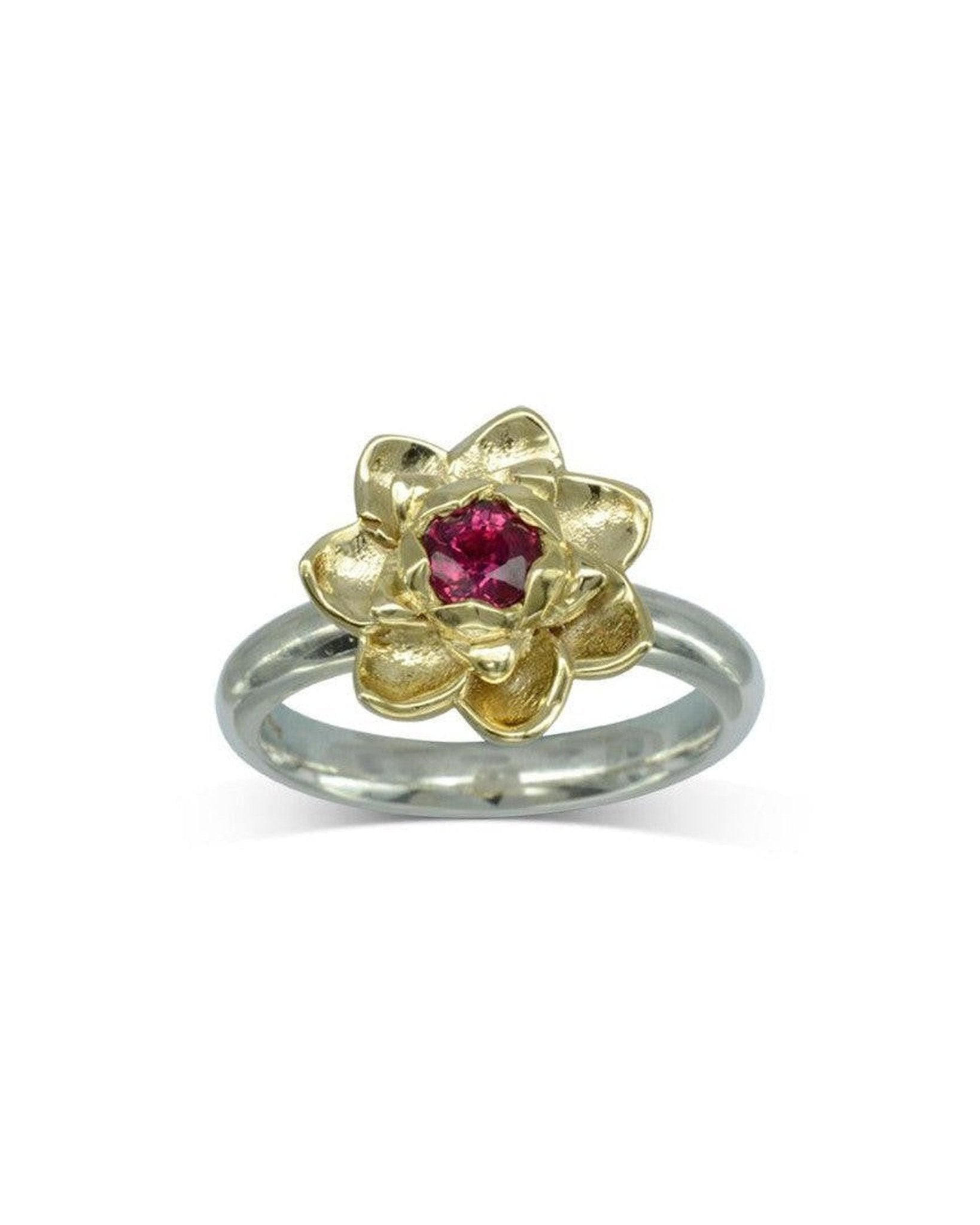 Lotus Ruby Flower Ring Ring Pruden and Smith