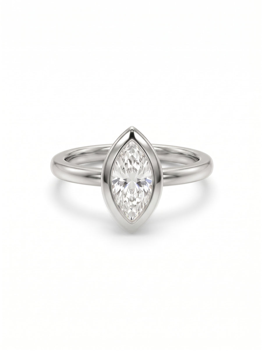 Marquise Cut Bezel Cathedral Engagement Ring