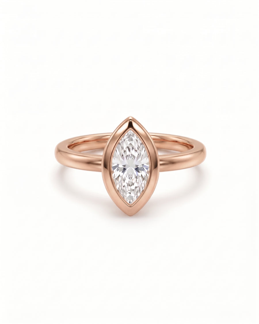 Marquise Cut Bezel Cathedral Engagement Ring