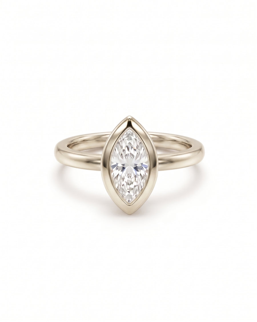 Marquise Cut Bezel Cathedral Engagement Ring