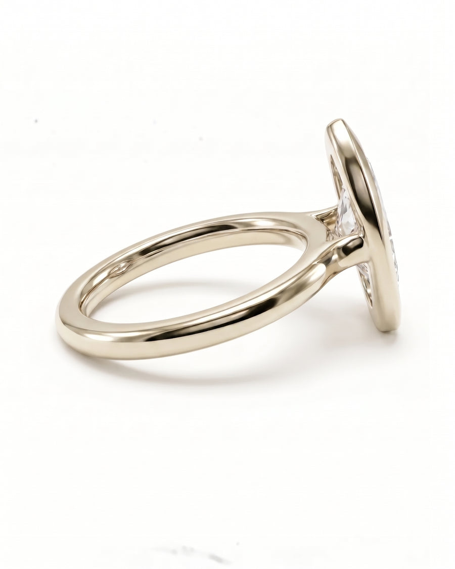 Marquise Cut Bezel Cathedral Engagement Ring
