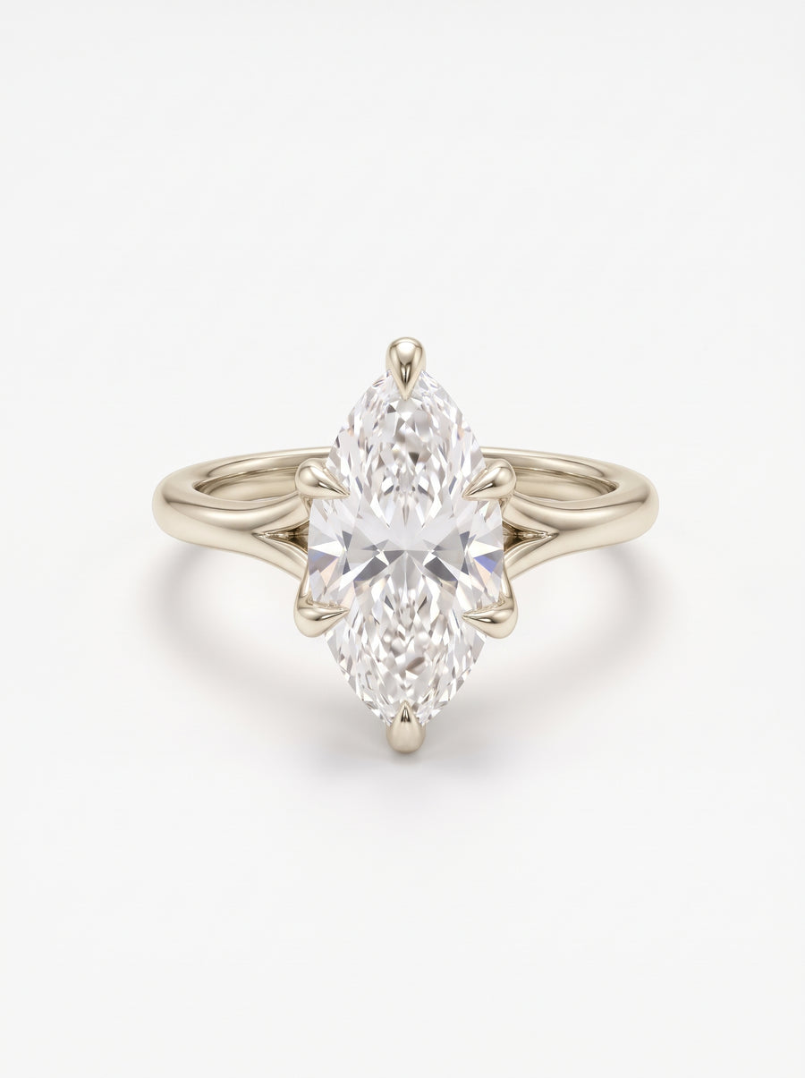 Marquise Cut Tulip Claw Engagement Ring