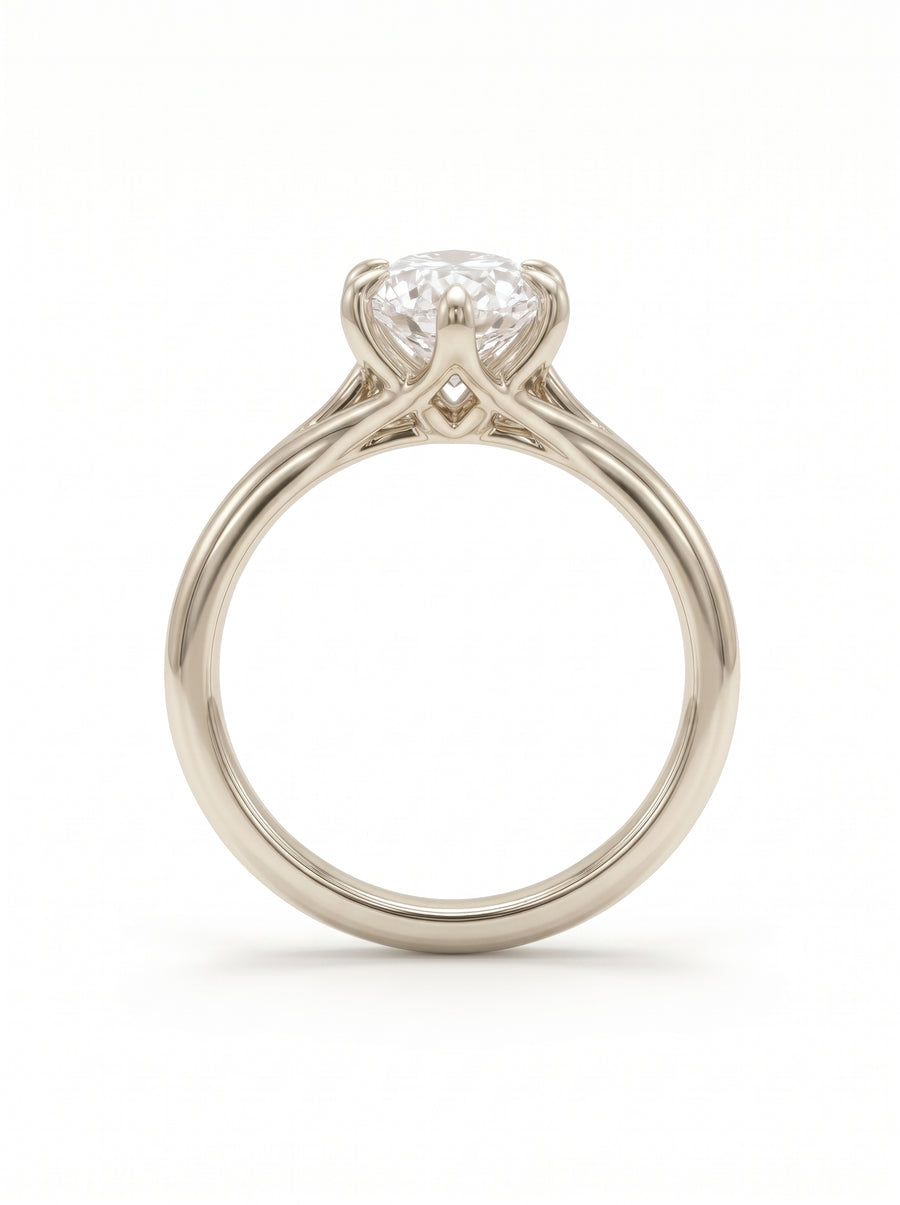 Marquise Cut Tulip Claw Engagement Ring