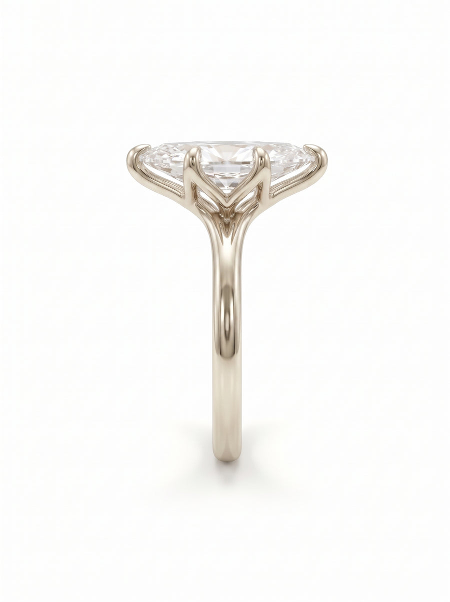 Marquise Cut Tulip Claw Engagement Ring