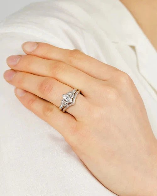 Marquise Diamond Floral Wedding and Engagement Ring Set Ring Pruden and Smith