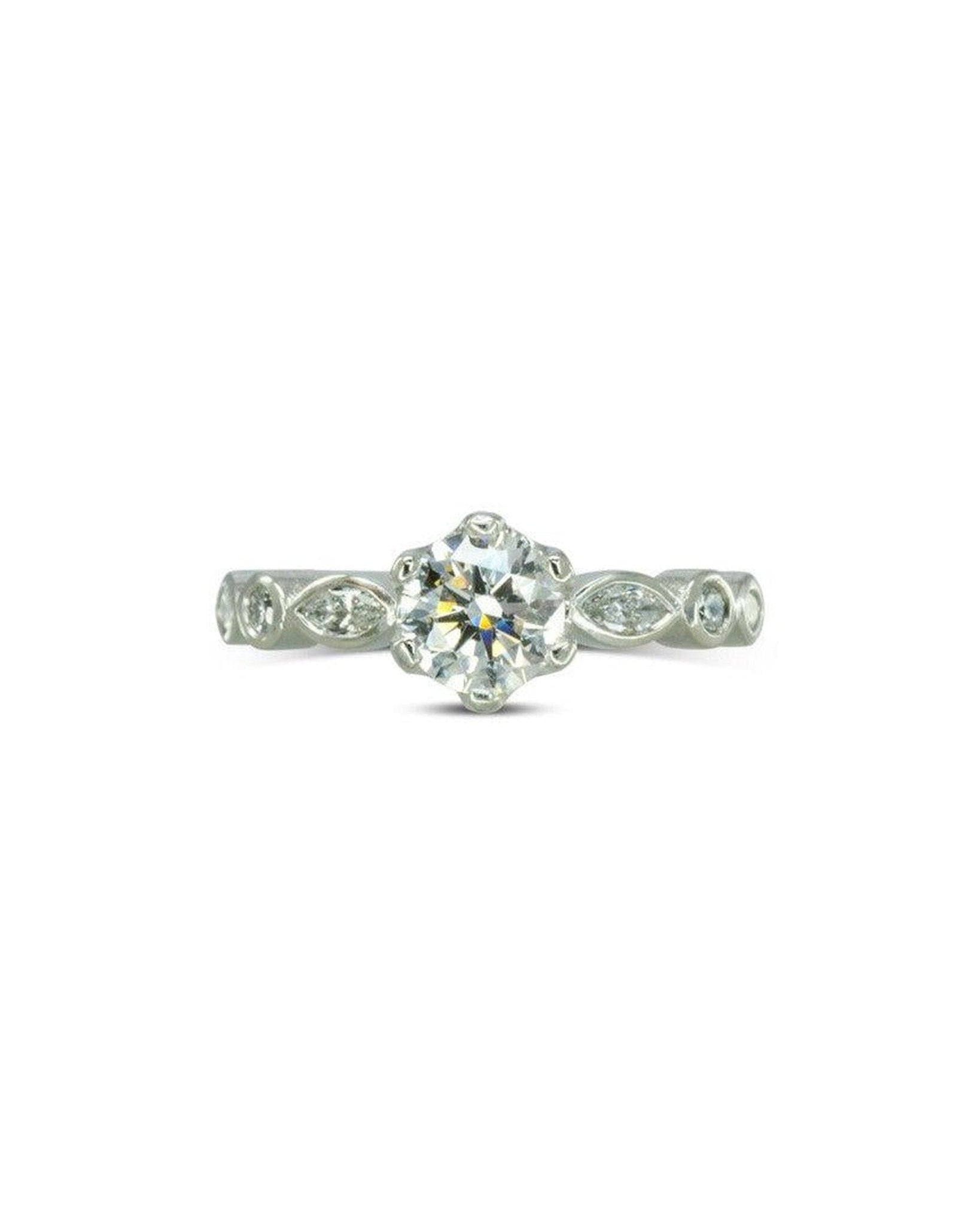 Marquise Diamond Platinum Band Solitaire Engagement Ring Ring Pruden and Smith