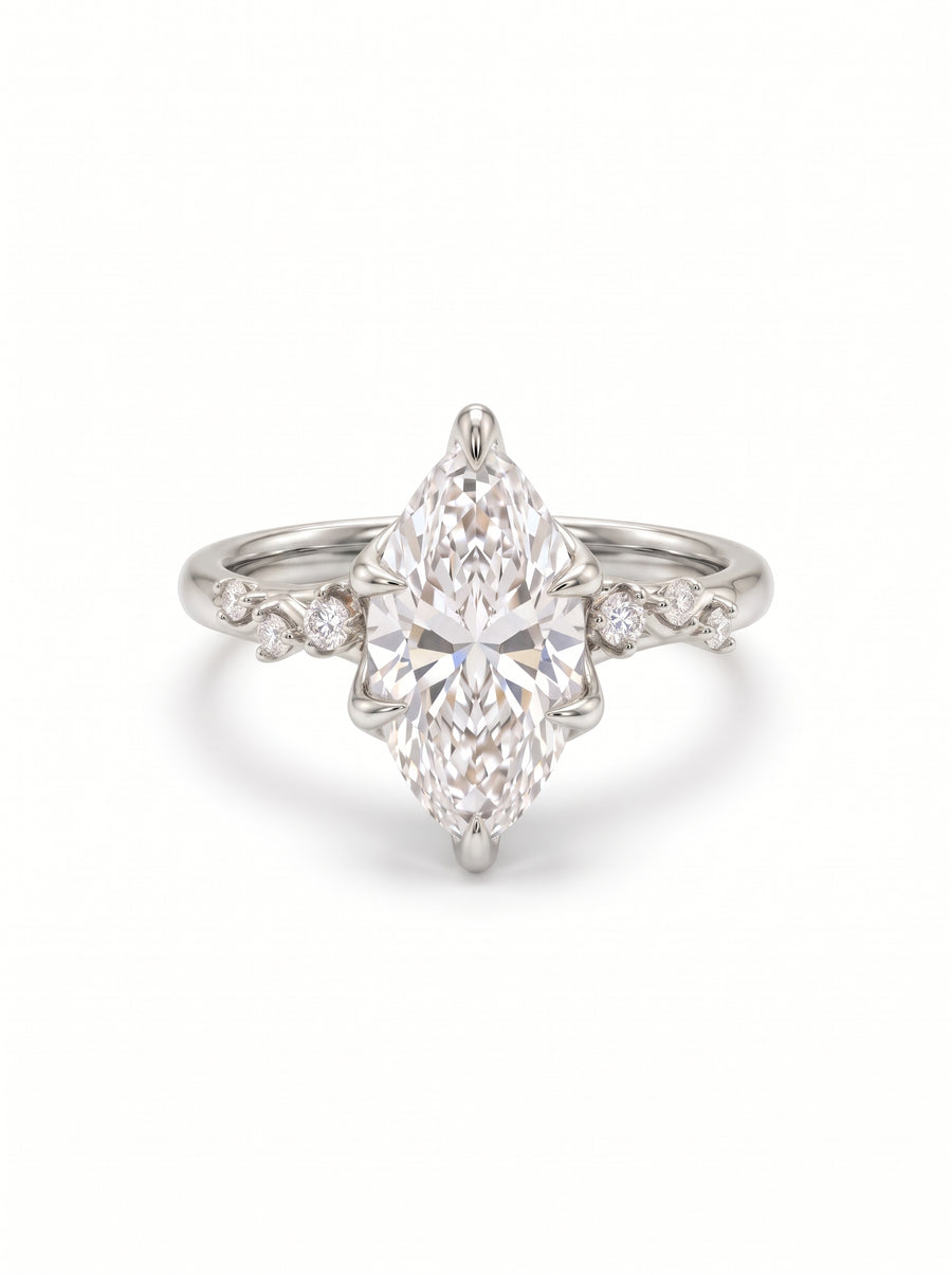 Marquise Floral Vine Engagement Ring