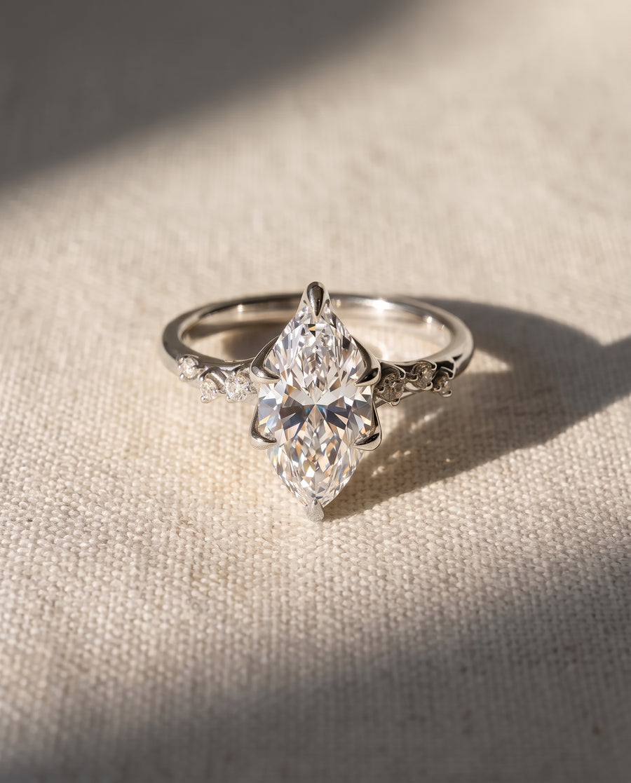 Marquise Floral Vine Engagement Ring