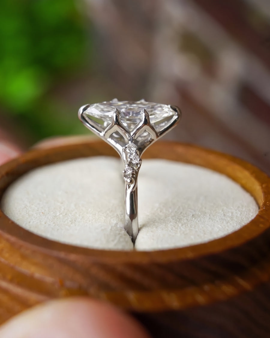 Marquise Floral Vine Engagement Ring