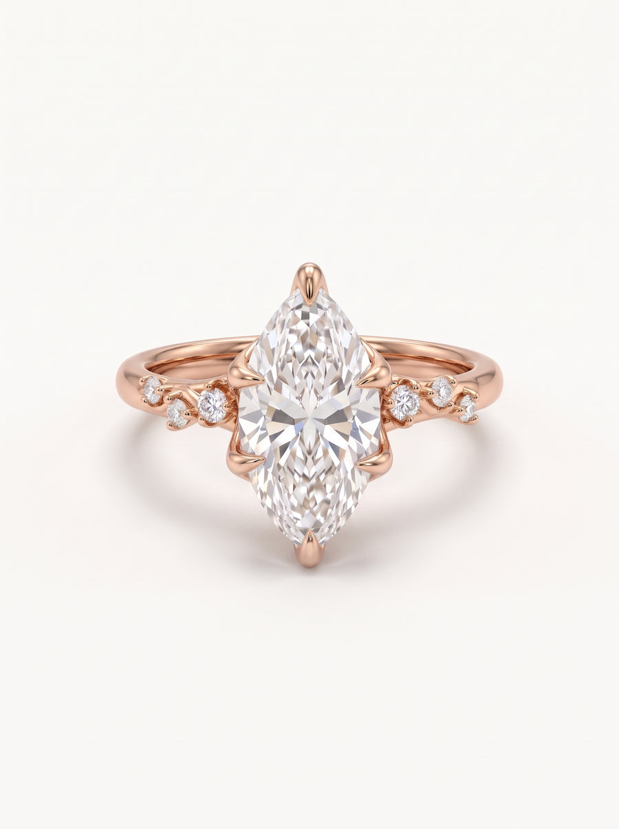 Marquise Floral Vine Engagement Ring