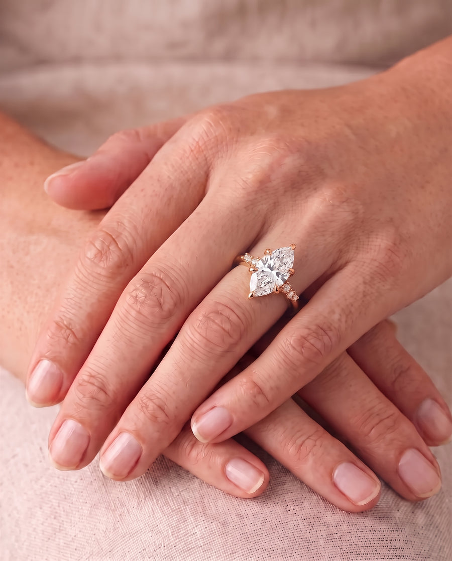 Marquise Floral Vine Engagement Ring