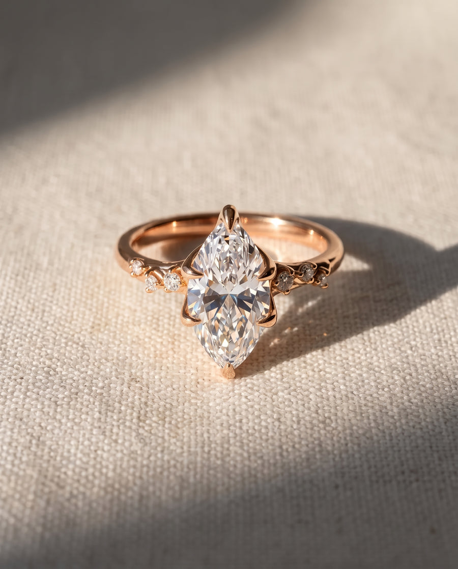Marquise Floral Vine Engagement Ring