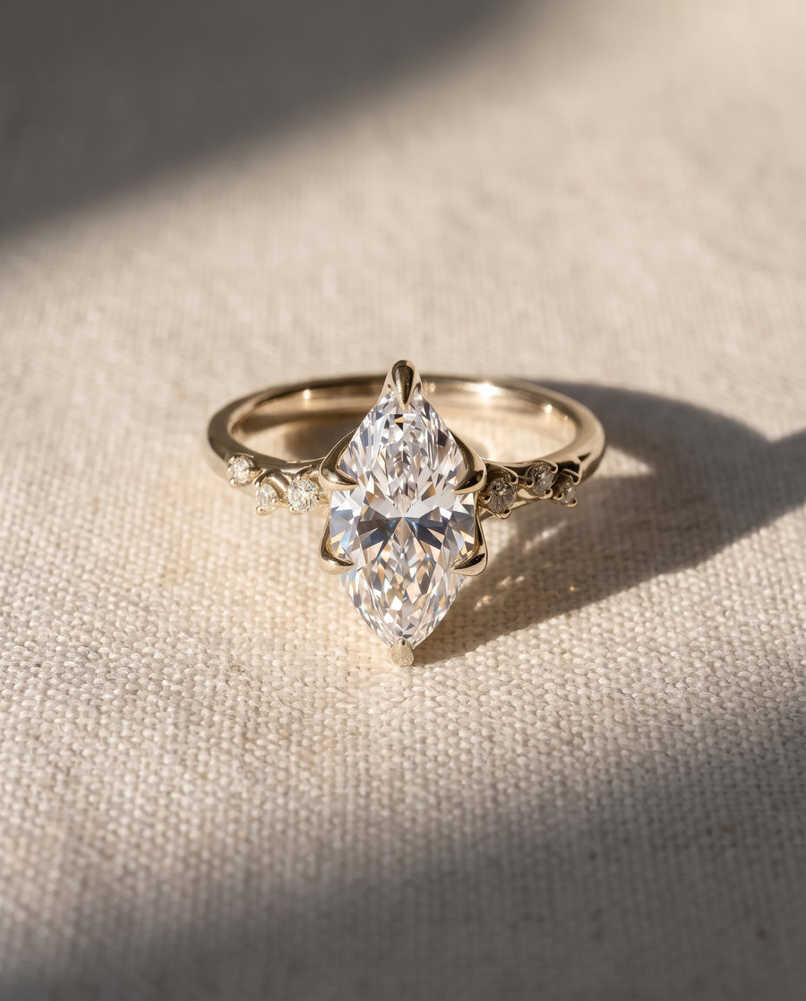 Marquise Floral Vine Engagement Ring