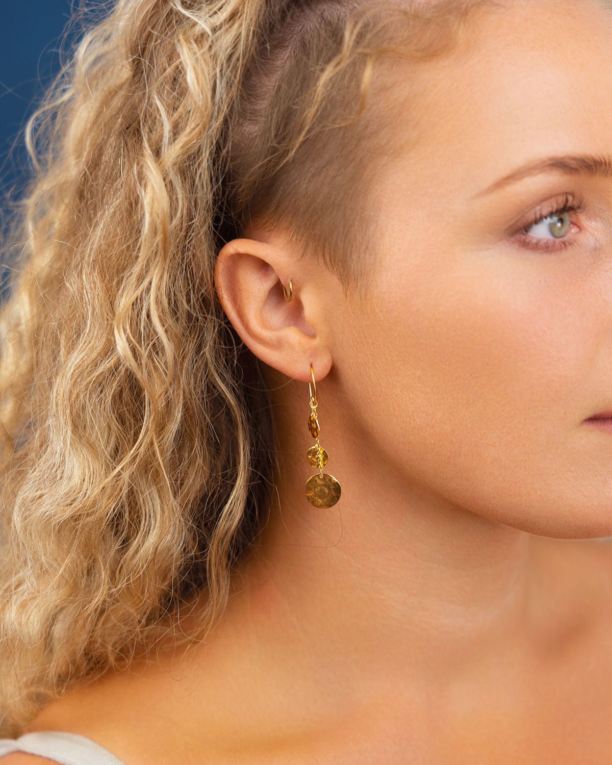 Marwar Hammered Disc Dangly Earrings Earrings Pruden and Smith