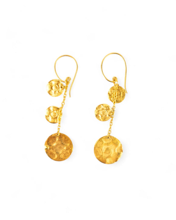Marwar Hammered Disc Dangly Earrings Earrings Pruden and Smith