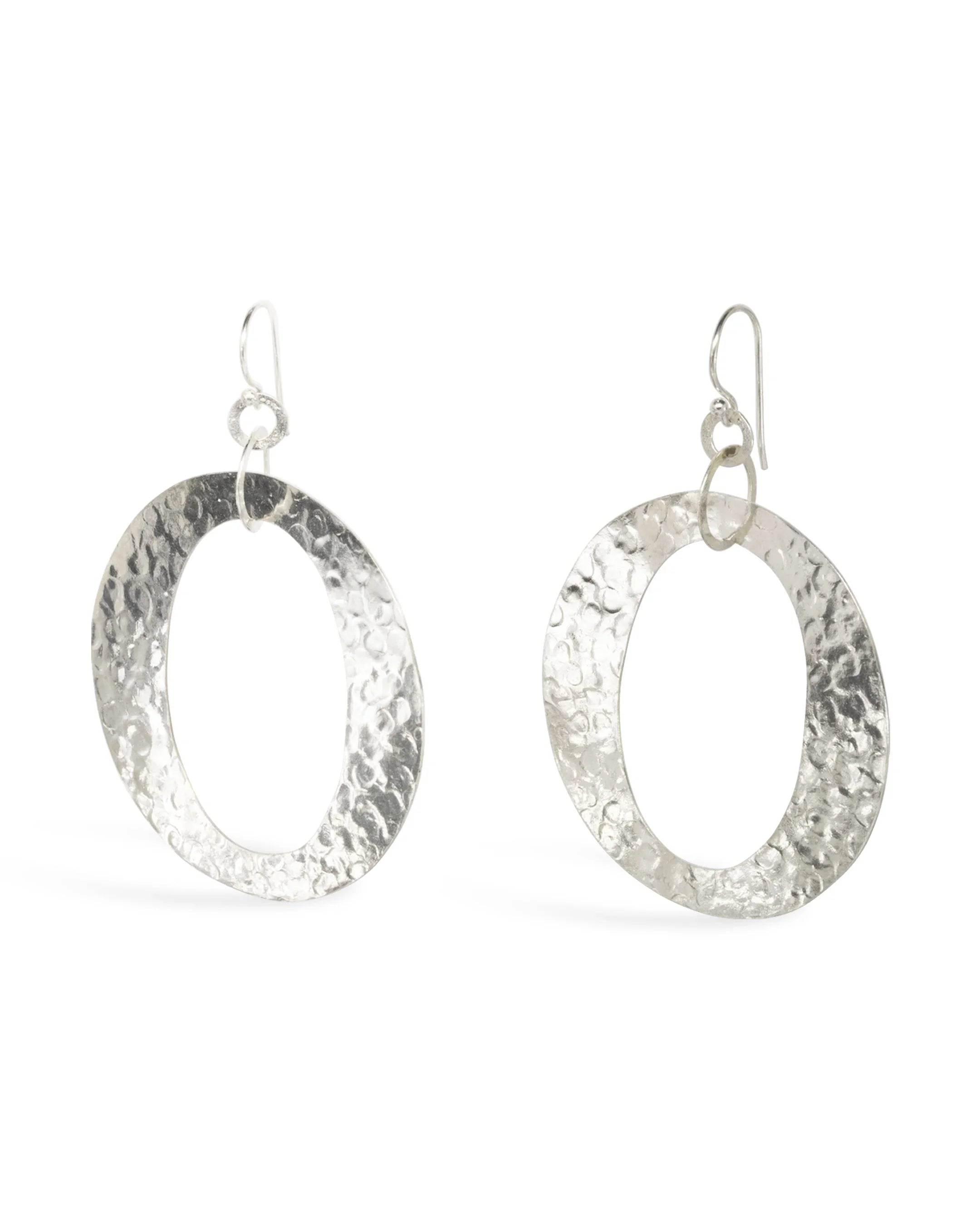 Silver Marwar Hammered Giant O Silver Dangly Earrings Pruden and Smith