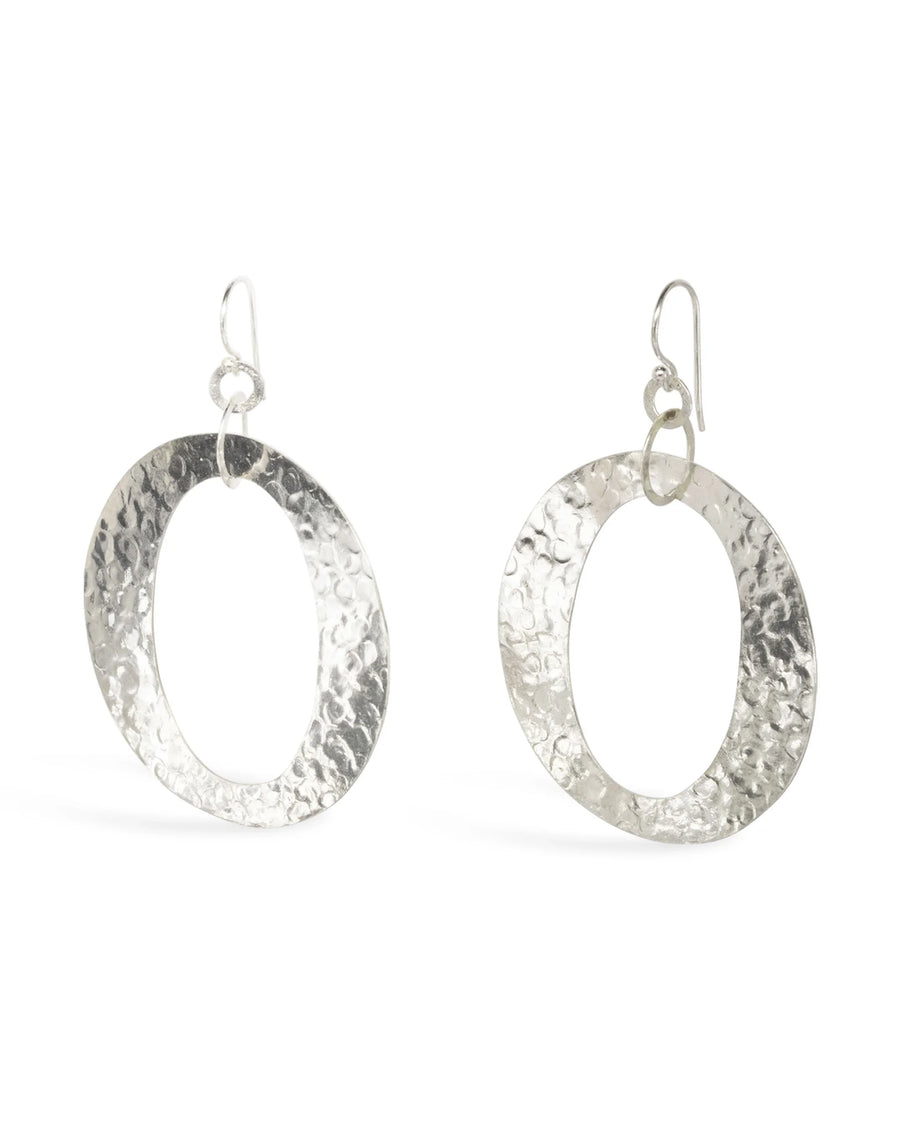 Silver Marwar Hammered Giant O Silver Dangly Earrings Pruden and Smith