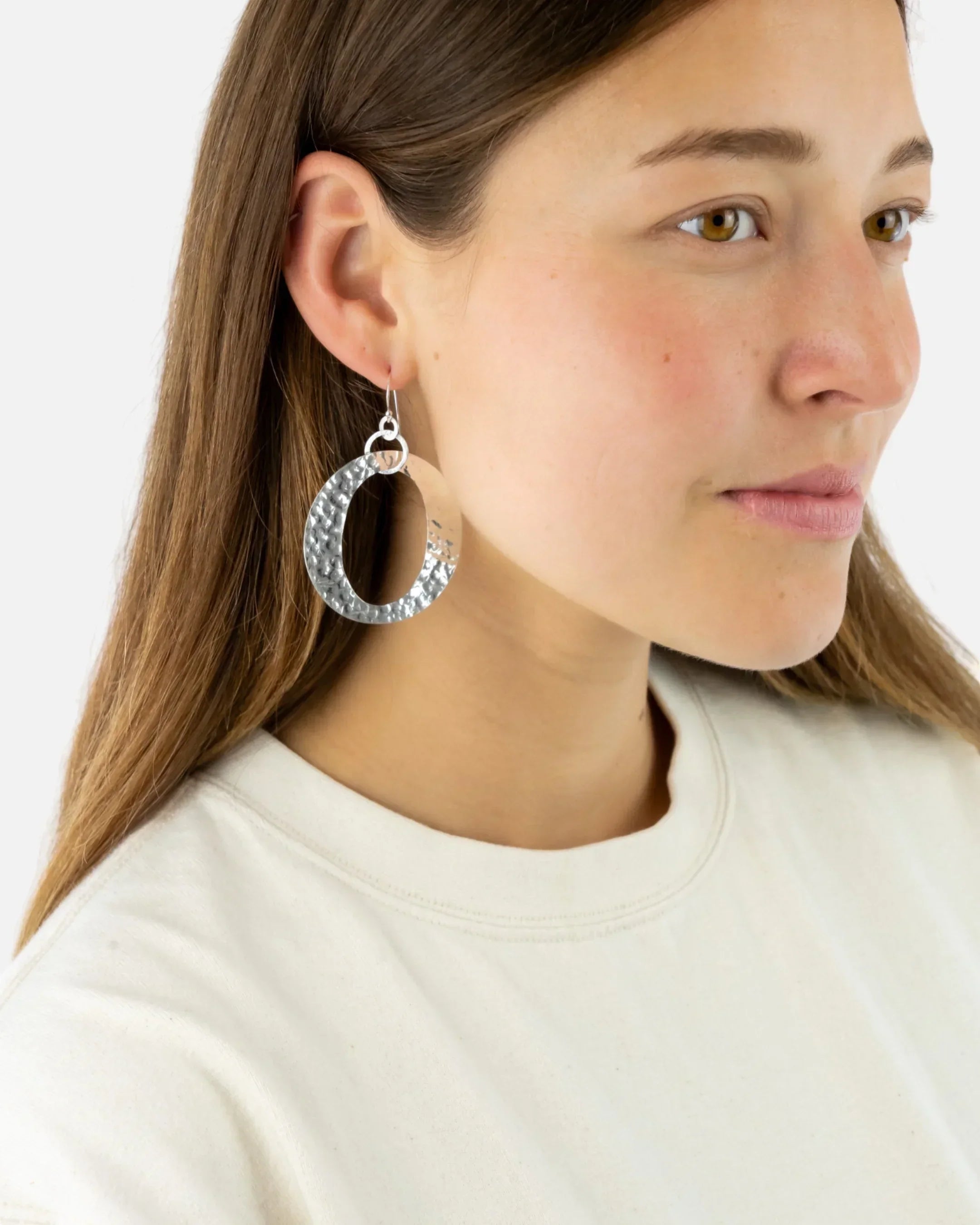 Marwar Hammered Giant O Silver Dangly Earrings Pruden and Smith