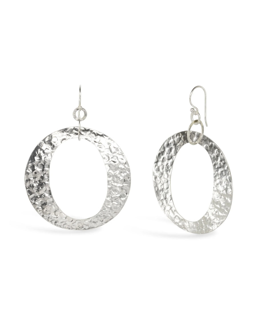 Marwar Hammered Giant O Silver Dangly Earrings Pruden and Smith