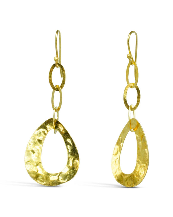 Marwar Hammered Loop Silver Dangly Earrings Earrings Pruden and Smith