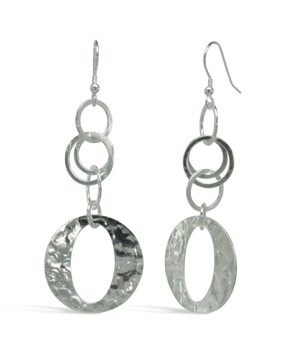 Marwar Hammered O Silver Dangly Earrings Earrings Pruden and Smith Silver