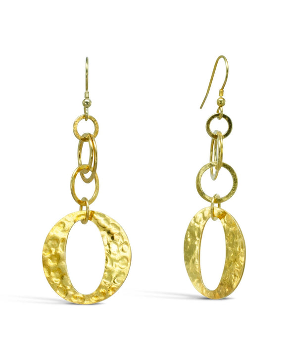 Marwar Hammered O Silver Dangly Earrings Earrings Pruden and Smith