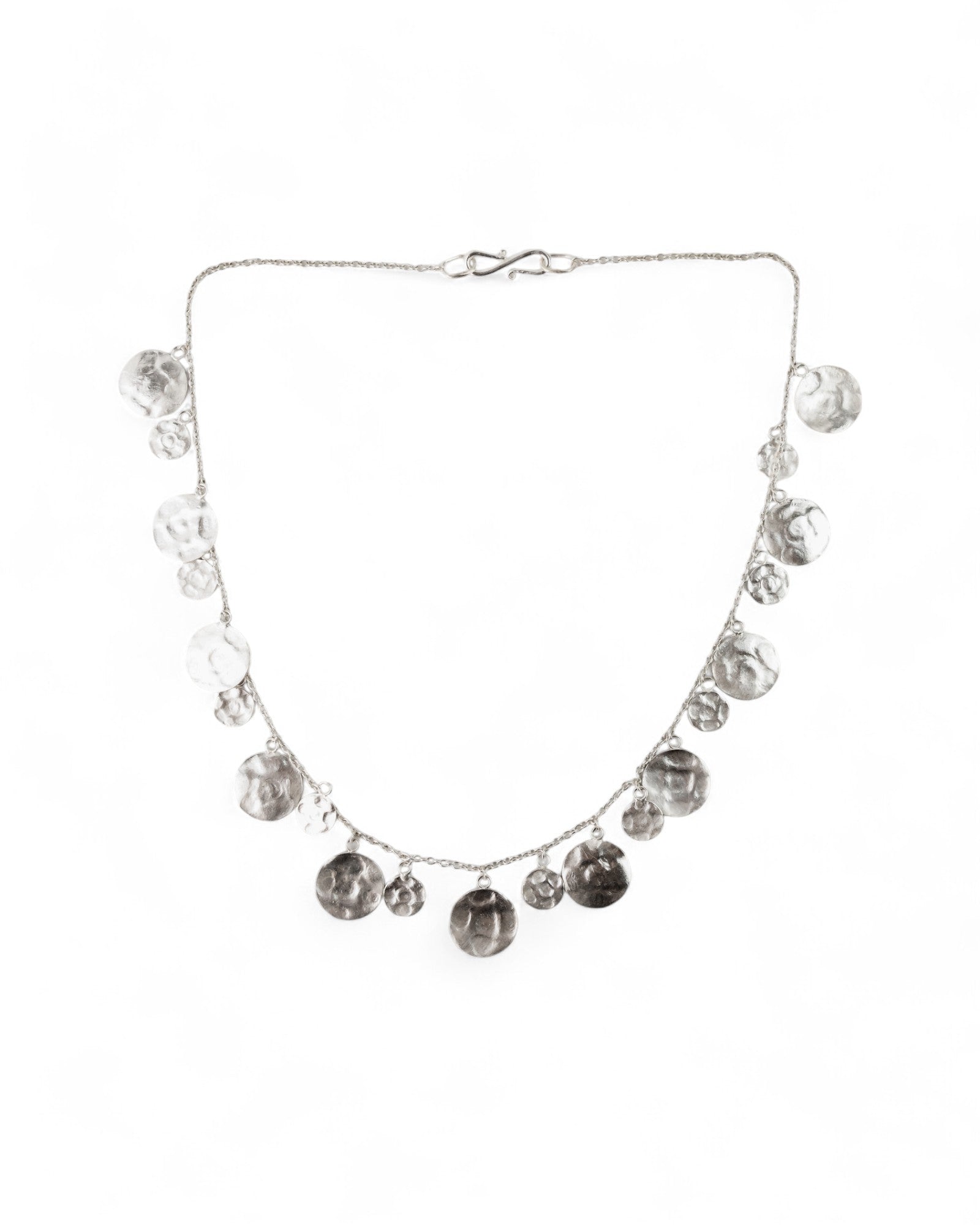 Marwar Hammered Round Silver Necklace Necklace Pruden and Smith