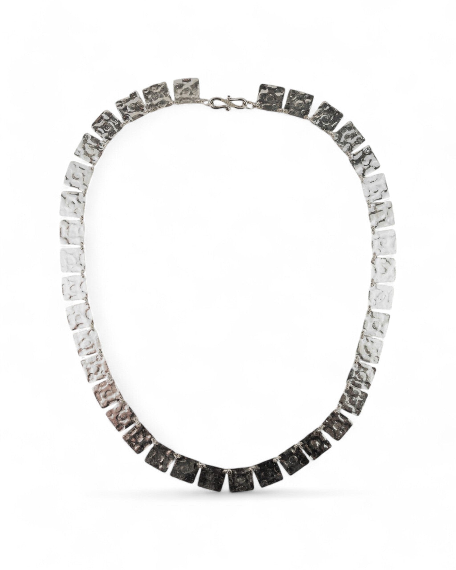 Marwar Hammered Square Silver Necklace Necklace Pruden and Smith