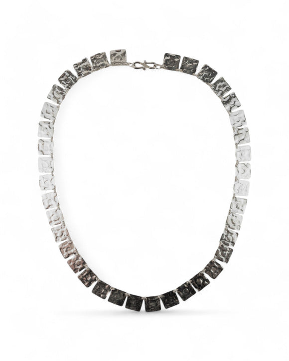 Marwar Hammered Square Silver Necklace Necklace Pruden and Smith