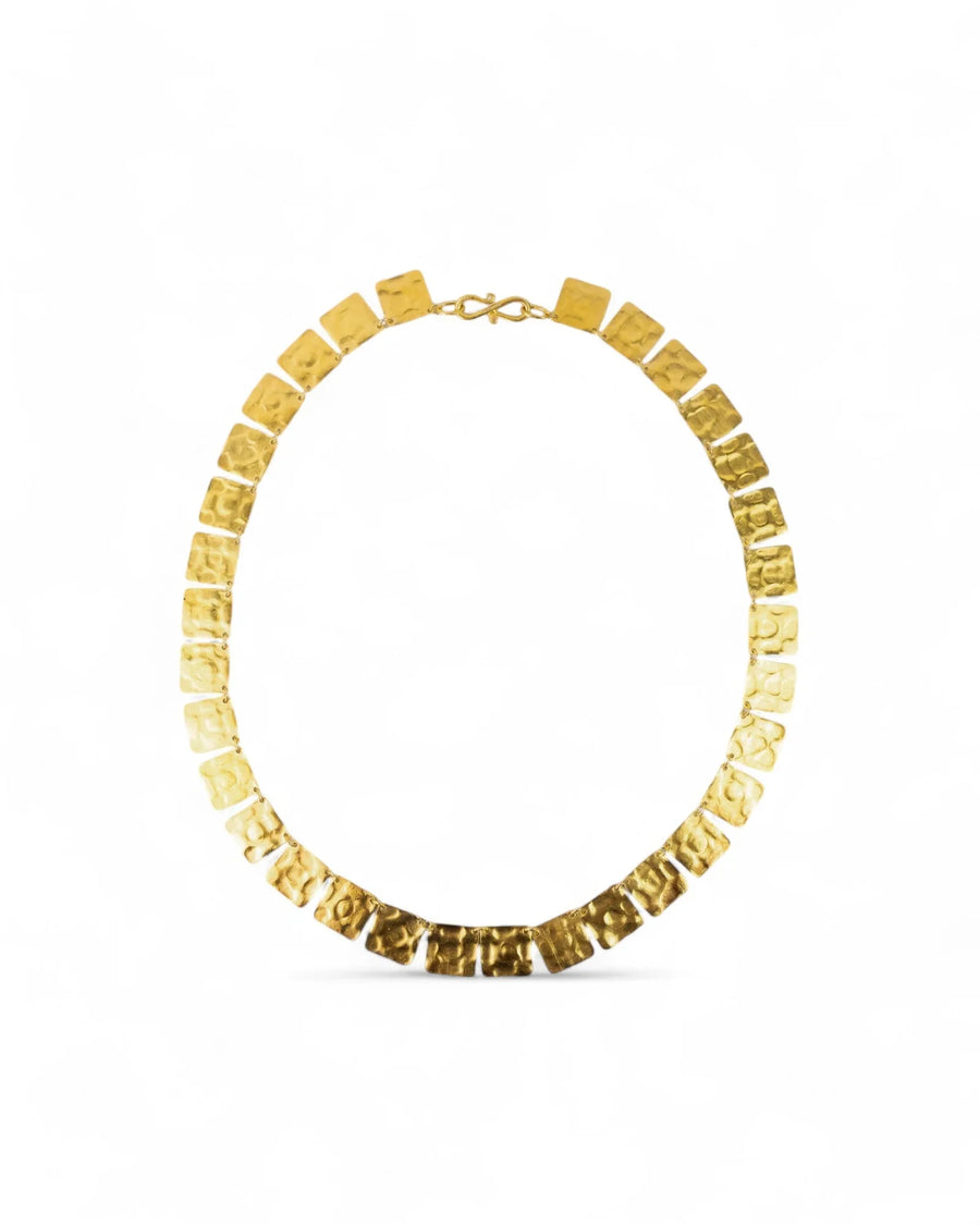 Marwar Hammered Square Yellow Gold Necklace Necklace Pruden and Smith