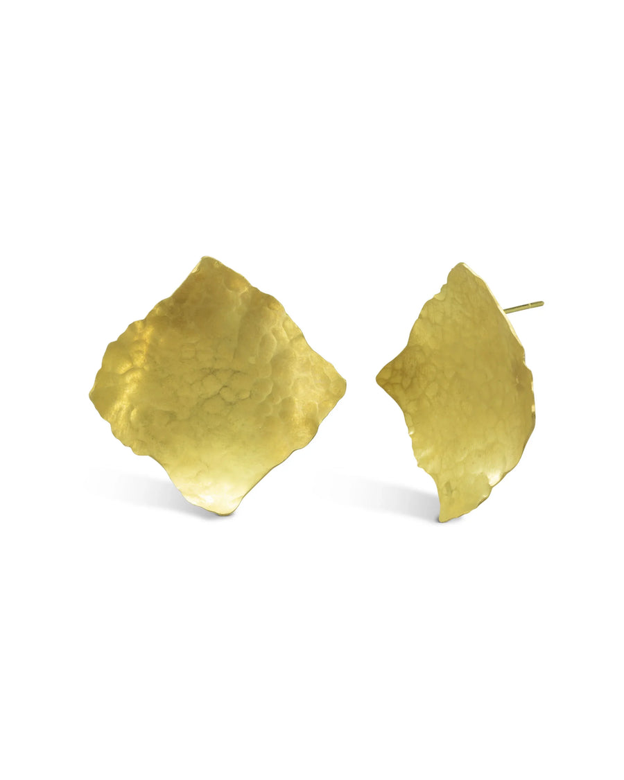 Matte Hammered Square 9ct Gold Stud Earrings Pruden and Smith