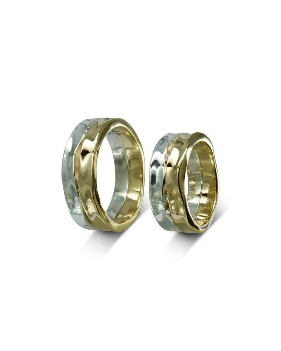 Side Hammered Silver and Gold Ring (8mm) Ring Pruden and Smith