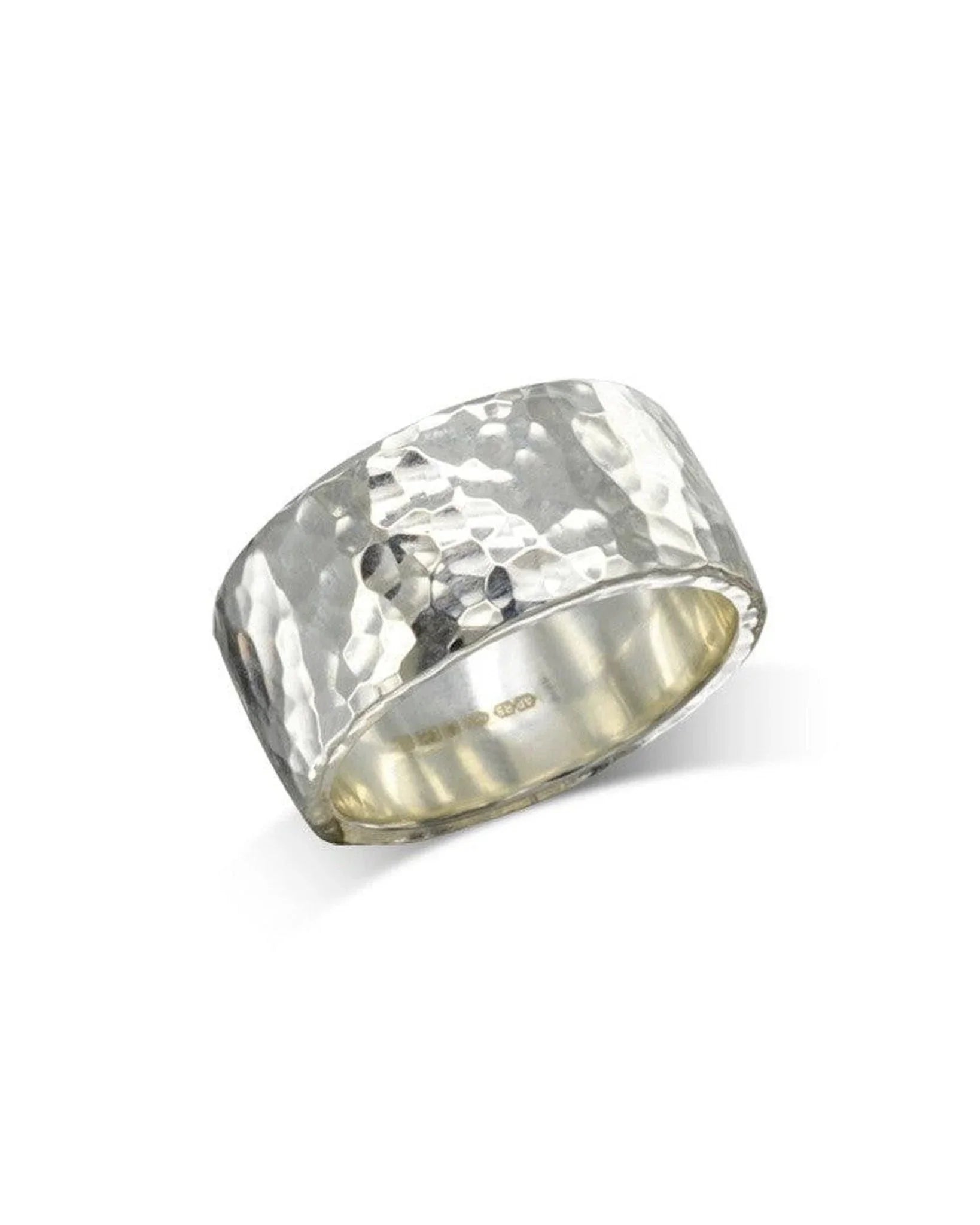 Hammered Ring (Wide) Ring Pruden and Smith 12mm 9ct White Gold
