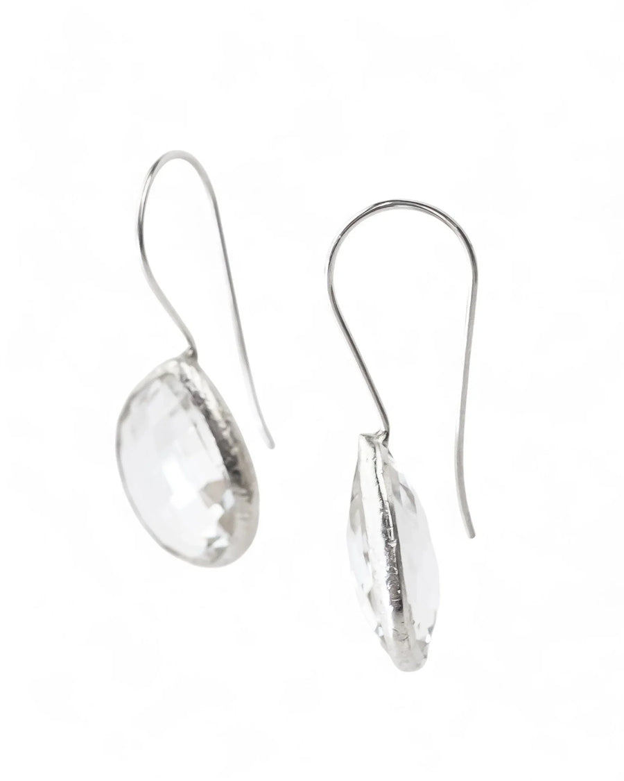 Faceted rock crystal drop earrings with silver hooks, elegant and clear gemstone jewelry